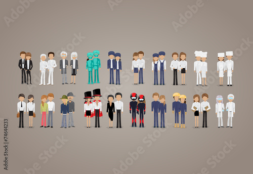 People Of Different Professions Set -Isolated On Gray