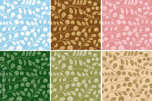 floral patterns with berries - vector set
