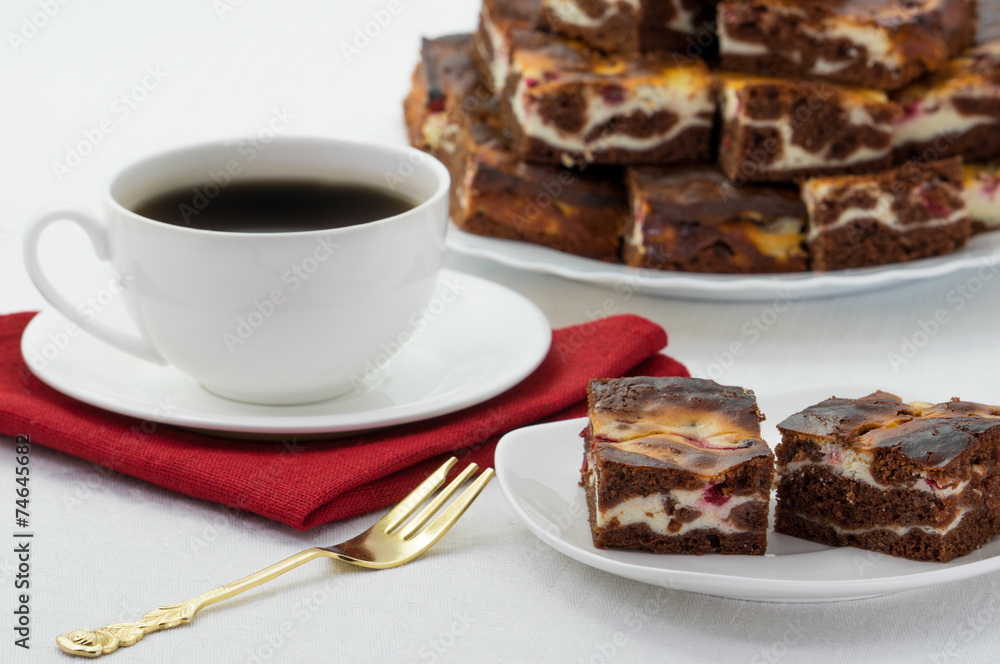 Tea with chocolate cake