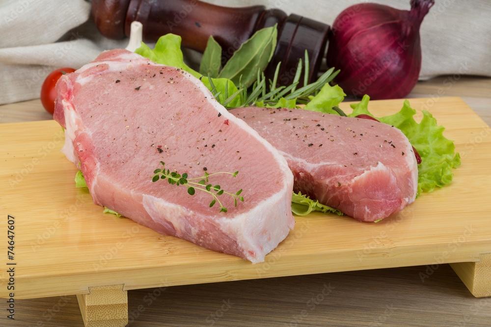 Raw pork steak Raw pork steak