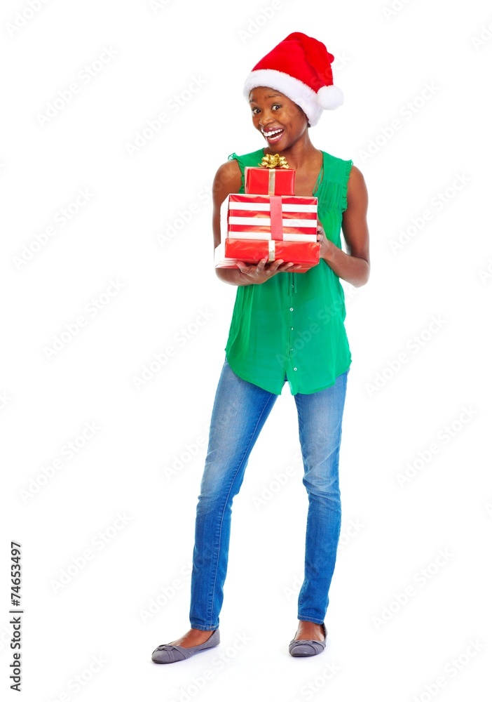 Beautiful african girl with gifts. Beautiful african girl with gifts.