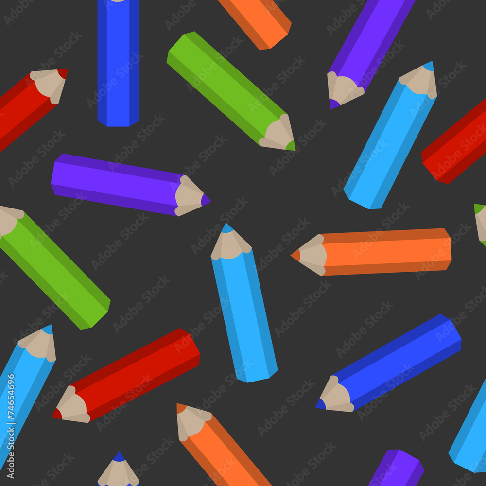 seamless pattern of colored pencils scattered seamless pattern of colored pencils scattered