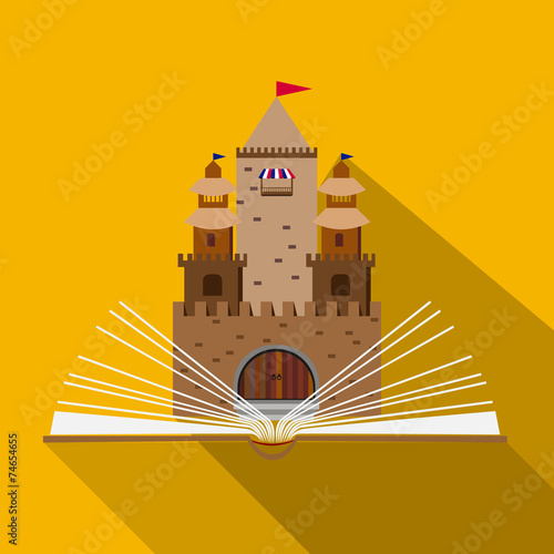 illustration of a fairy-tale castle of an open book