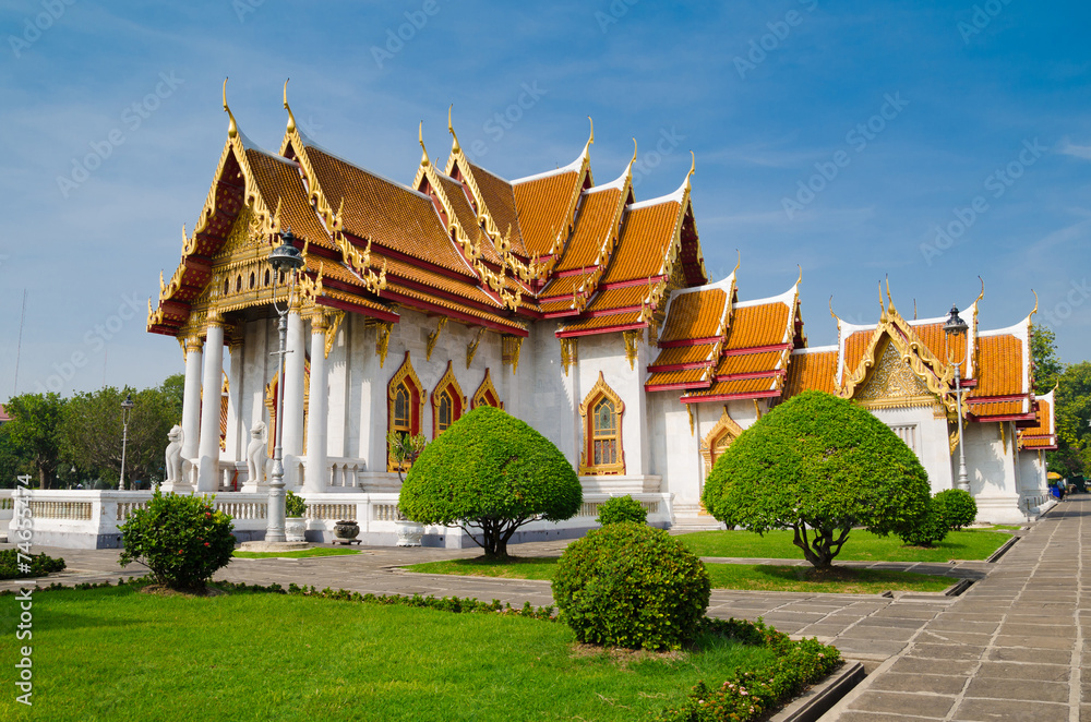 The Marble Temple at Wat Benchamabophit, Bangkok, Thailand.