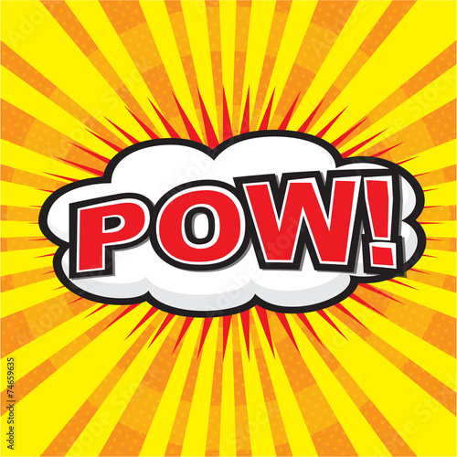 POW! wording comic speech bubble in pop art style