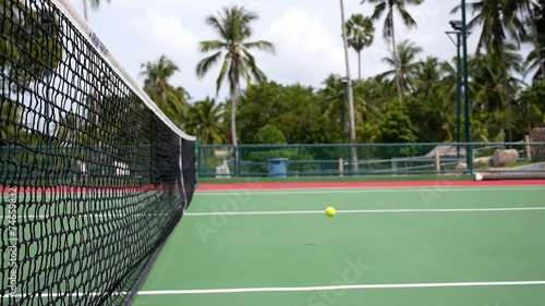 Wallpaper Mural Tennis Ball Hits Net Background. Slow Motion. Torontodigital.ca