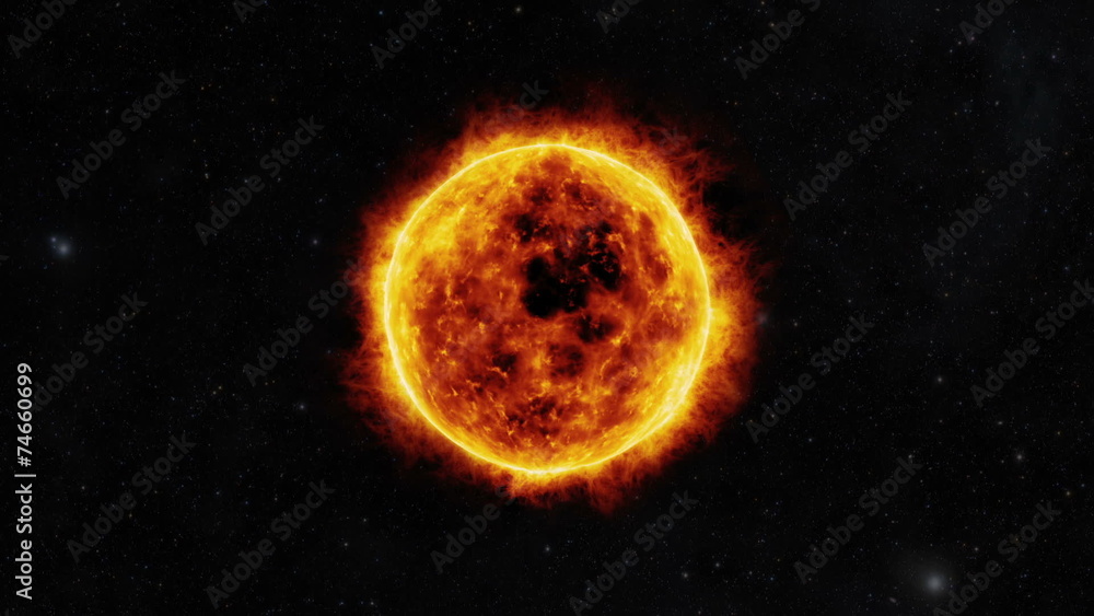 Sun surface with solar flares. 3D animation Sun surface with solar flares. 3D animation