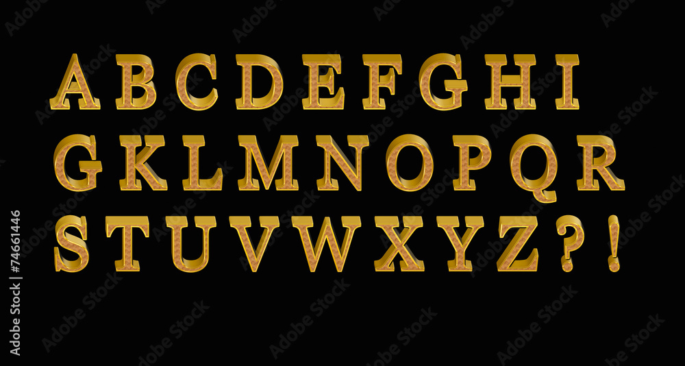 letters alphabet gold