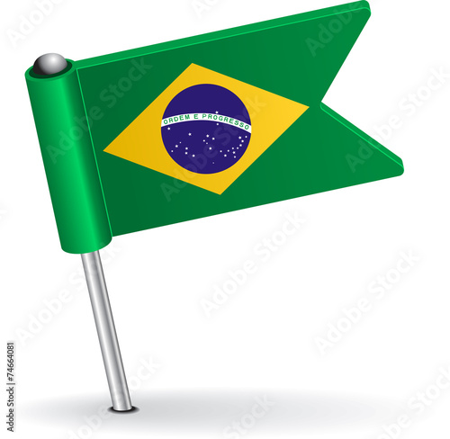 Brazilian pin icon flag. Vector illustration