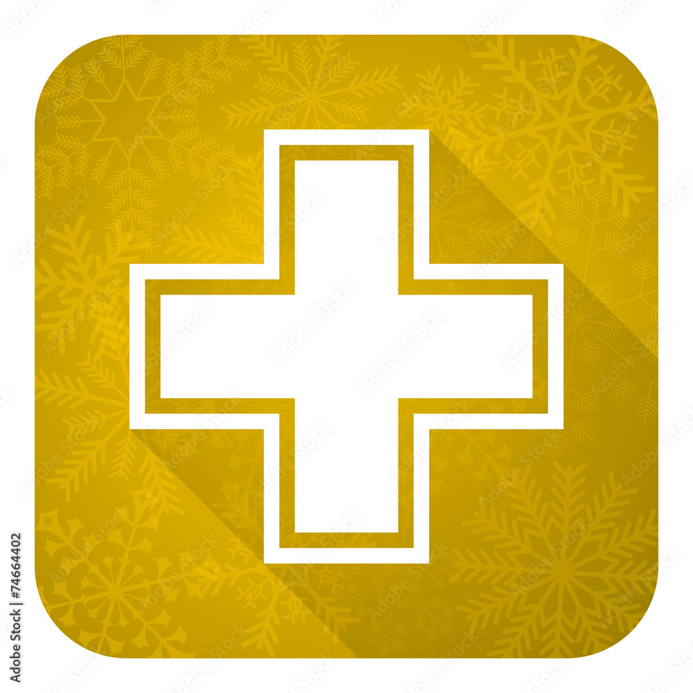 Obraz premium pharmacy flat icon, gold christmas button