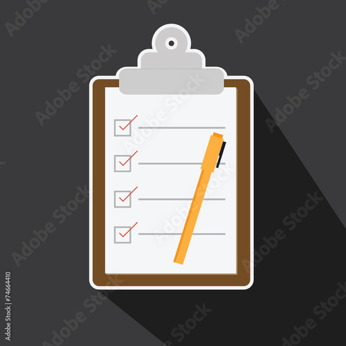 Vector of checklist task in long shadow style