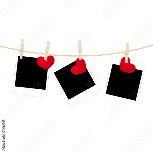 clothespins with photos and hearts
