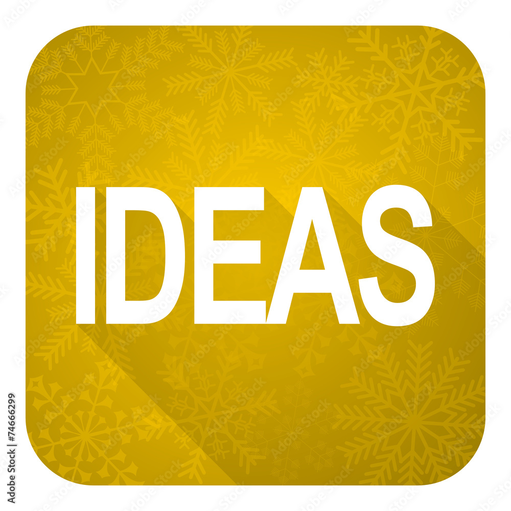 ideas flat icon, gold christmas button