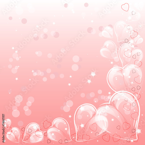 Festive background with hearts on Valentine's day. February 14