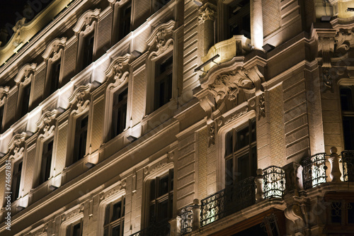 Fényképezés Beautiful old house frontispiece at night