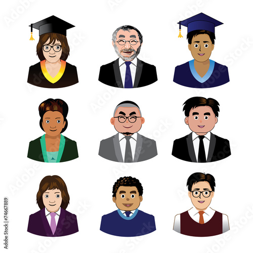 School people icons set