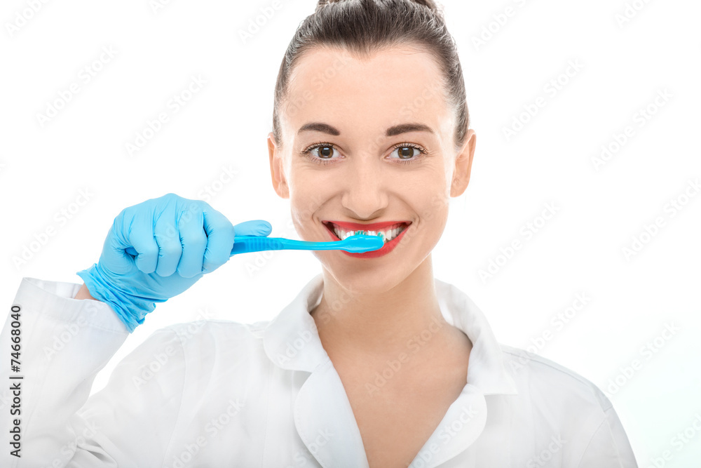 Portrait of young woman doctor on white background Portrait of young woman doctor on white background