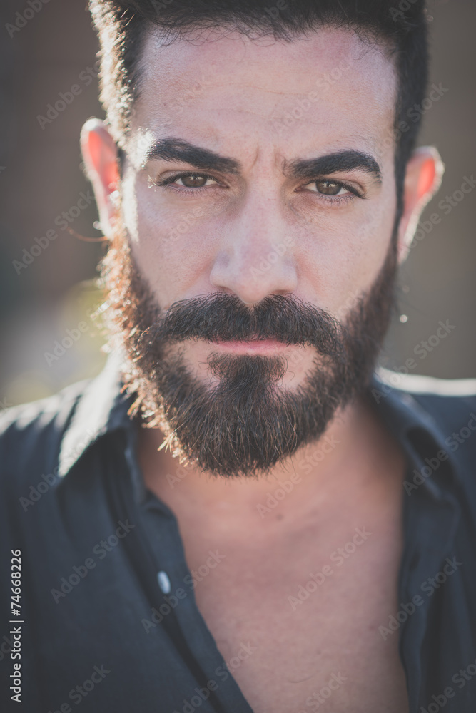 Fototapeta premium young handsome attractive bearded model man