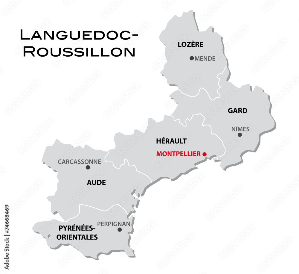 simple administrative map Languedoc-Roussillon