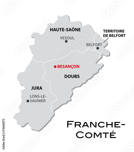simple administrative map Franche-Comte