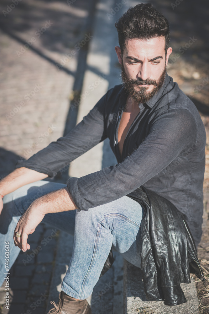 young handsome attractive bearded model man young handsome attractive bearded model man