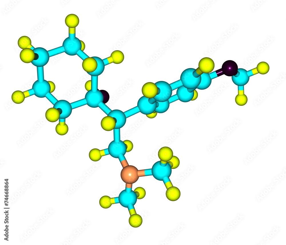 Venlafaxine molecule isolated on white Venlafaxine molecule isolated on white