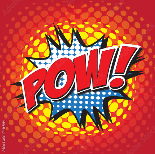 POW! wording comic speech bubble in pop art style