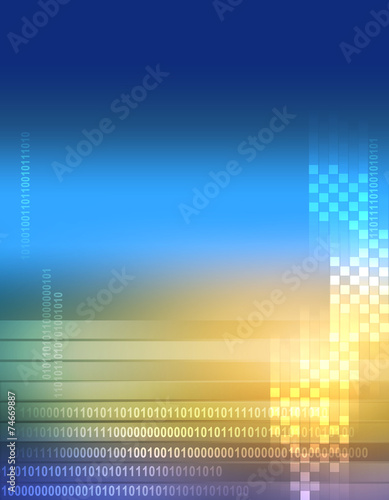 Colorful background with squares and figures.