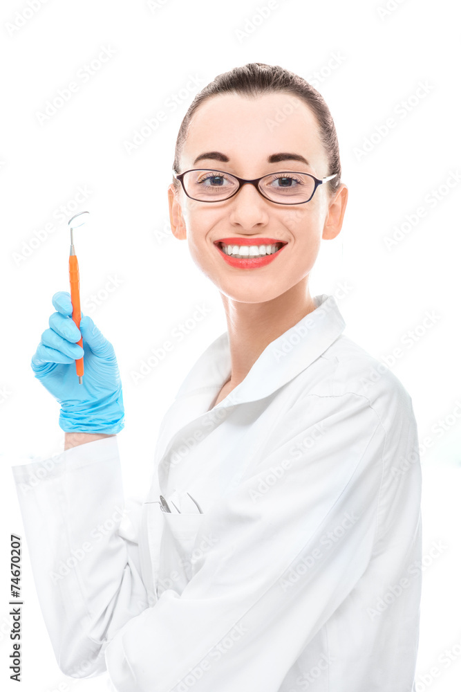 Portrait of young woman doctor on white background Portrait of young woman doctor on white background
