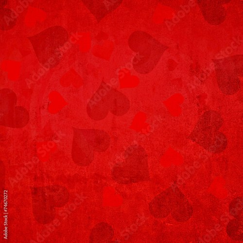 Grunge red Valentine's Day Hearts background