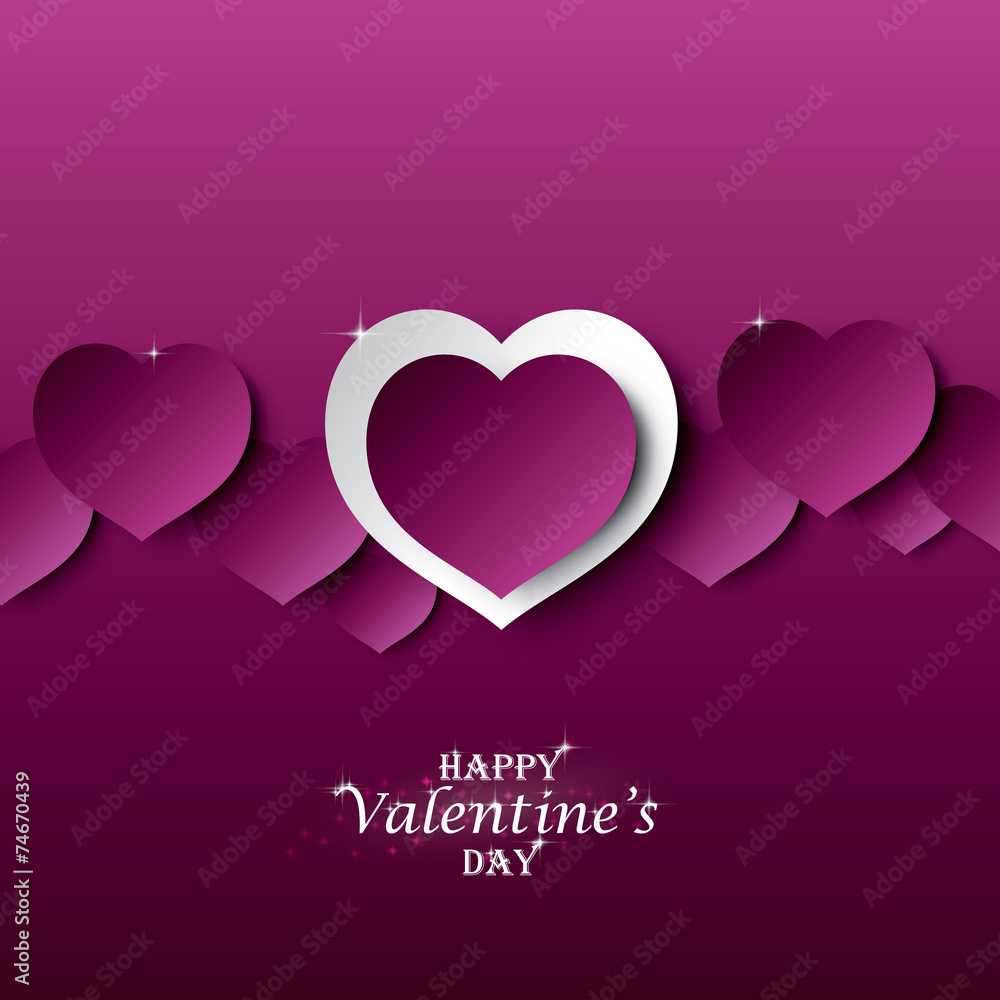 Trendy Abstract Valentine background - 3D Hearts