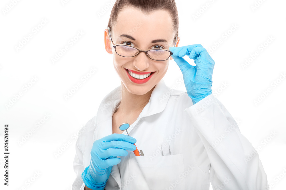 Portrait of young woman doctor on white background Portrait of young woman doctor on white background