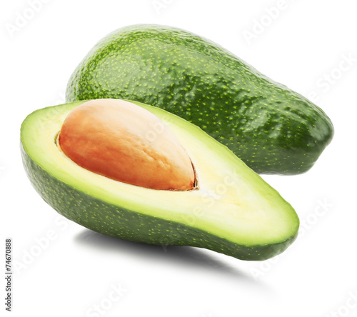 green avocados isolated on the white background