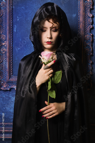Very pretty woman vamp praying