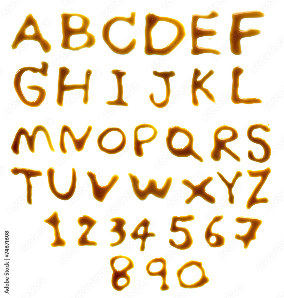 Coffee alphabet with drops Coffee alphabet with drops