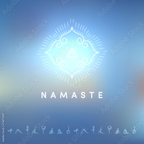 Blured background with yoga logo