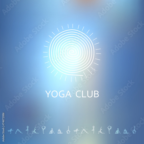 Blured background with yoga logo