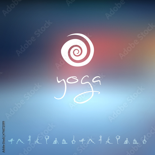 Blured background with yoga logo