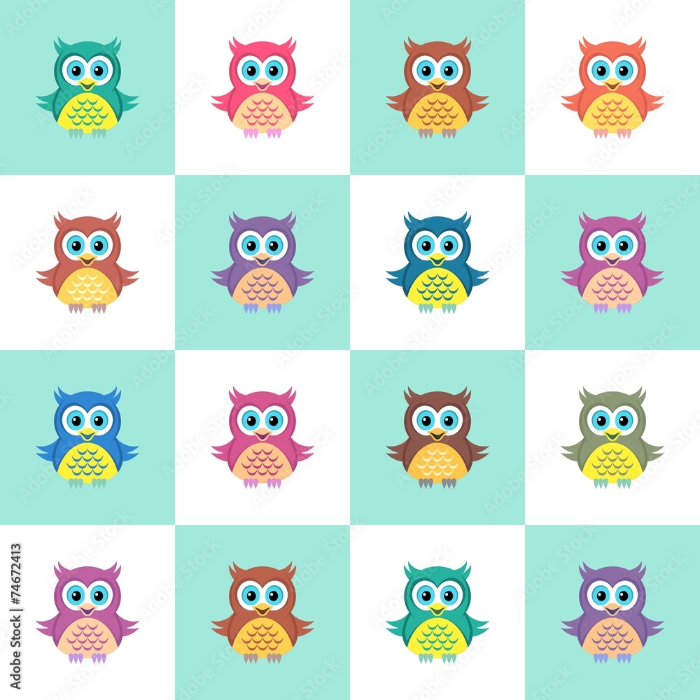 Seamless christmas pattern with owls Seamless christmas pattern with owls