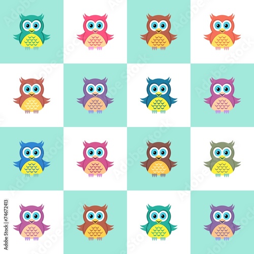 Seamless christmas pattern with owls