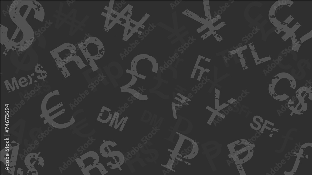 Currency symbols grey background Currency symbols grey background