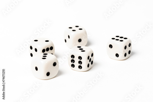 five dices isolated on white