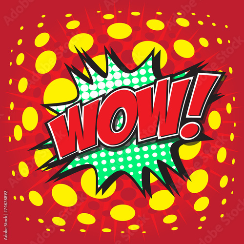 WOW! wording in comic speech bubble in pop art style