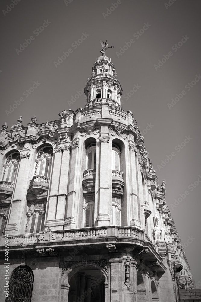 Great Theatre in Cuba. Black and white photo.