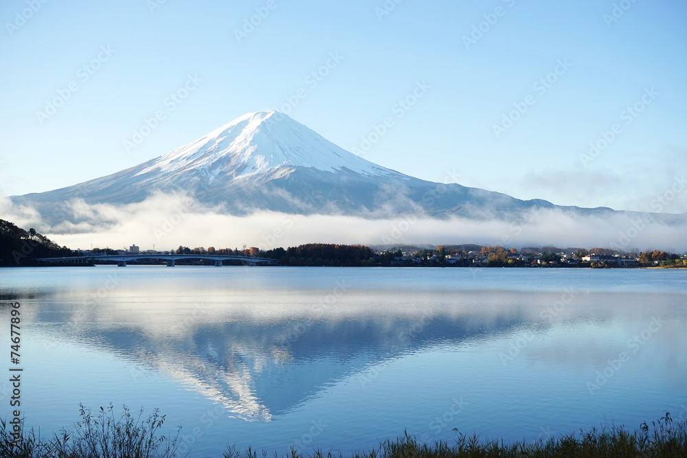 Mountain Fuji view from the lake,The symbol of Japan.