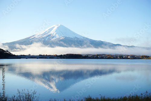 Mountain Fuji view from the lake The symbol of Japan.