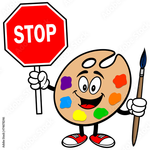 Art Palette with Stop Sign
