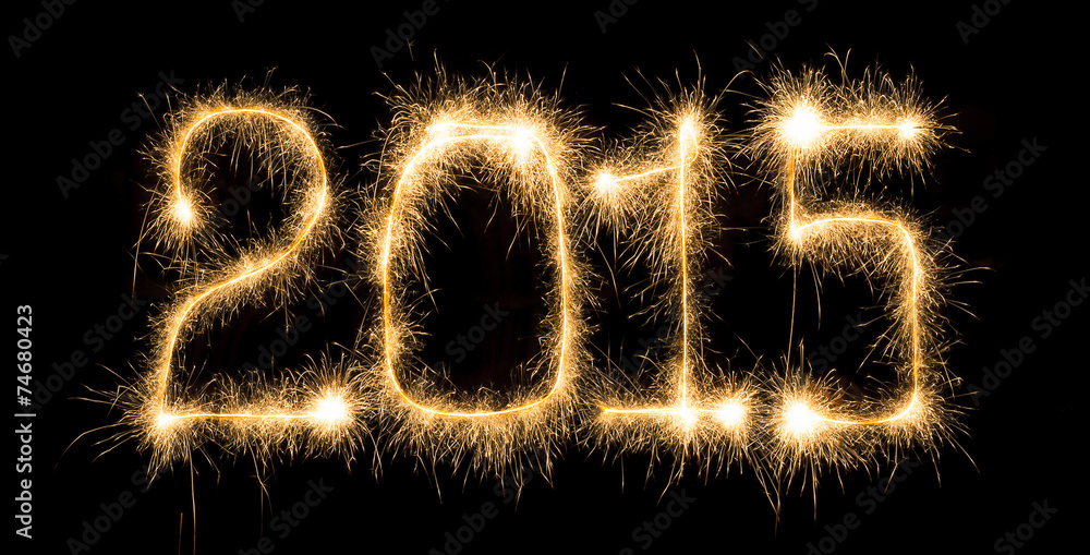 Happy New Year - 2015 with sparklers Happy New Year - 2015 with sparklers