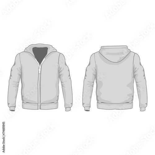 Men's hoodie shirts template. Front and back views.