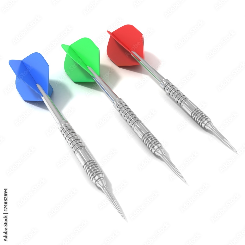 Set of darts, isolated on white background. Side view. 3D Set of darts, isolated on white background. Side view. 3D